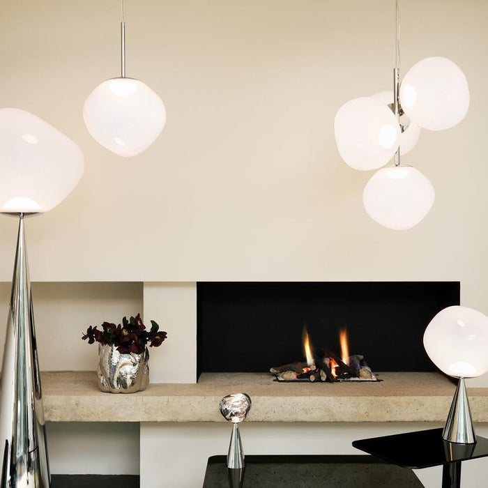 Melt hanglamp LED Ø50 opaal|zilver