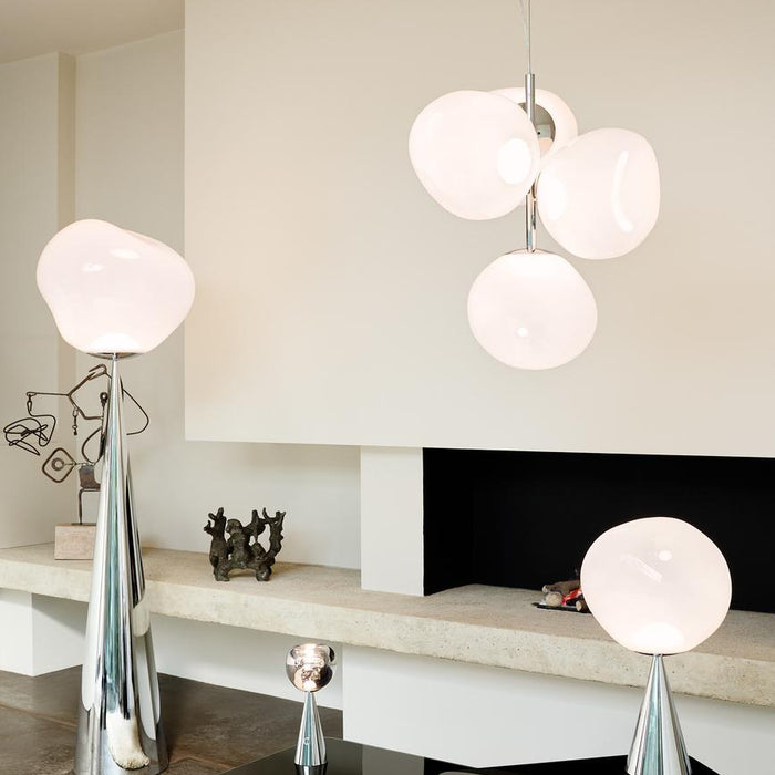 Melt Chandelier Mini hanglamp LED opaal|goud