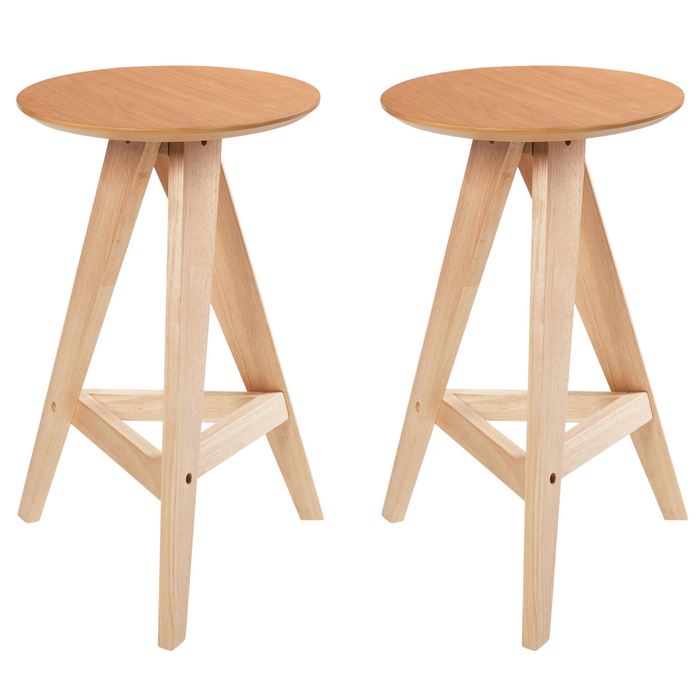 Beliani - AROMA - Barkruk set van 2 - Lichtbruin - Rubberhout