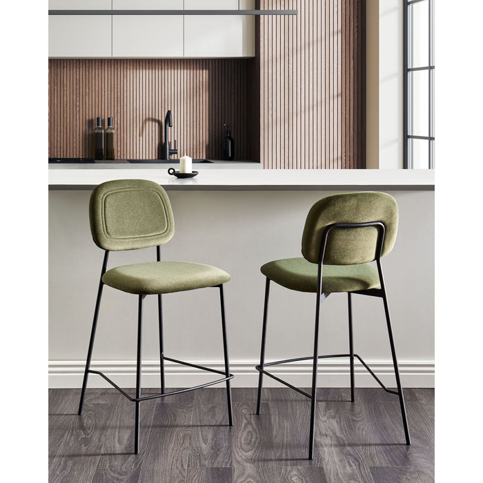 Beliani - DUETTE - Barkruk set van 2 - Olijfgroen - Fluweel