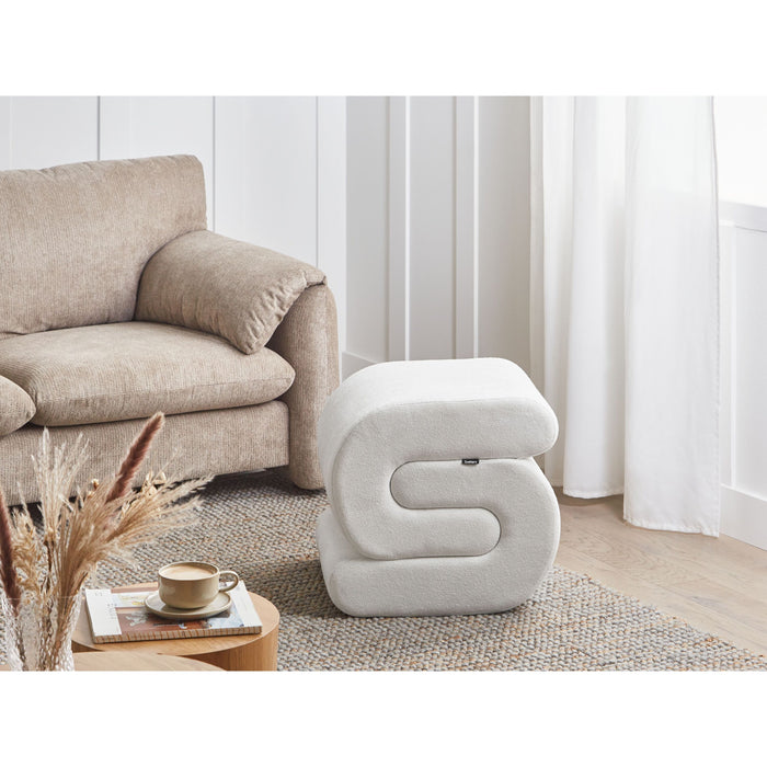 Beliani - ARCADIA - Poef - Gebroken wit - Chenille