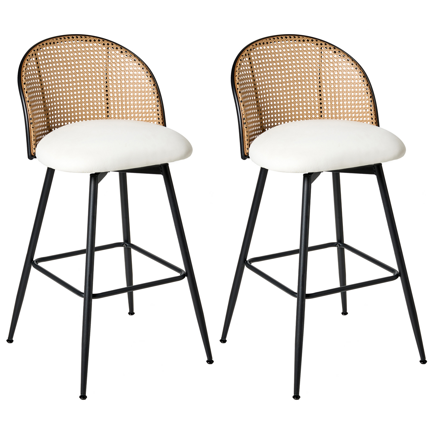 Beliani - NATHAN - Barkruk set van 2 - Wit - 99 cm - Kunstleer