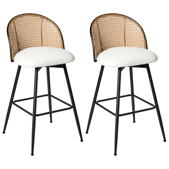 Beliani - NATHAN - Barkruk set van 2 - Wit - 99 cm - Kunstleer