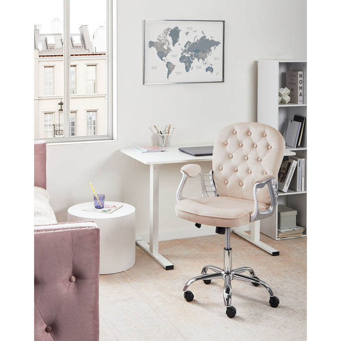 Beliani - PRINCESS - Bureaustoel - Beige - Fluweel