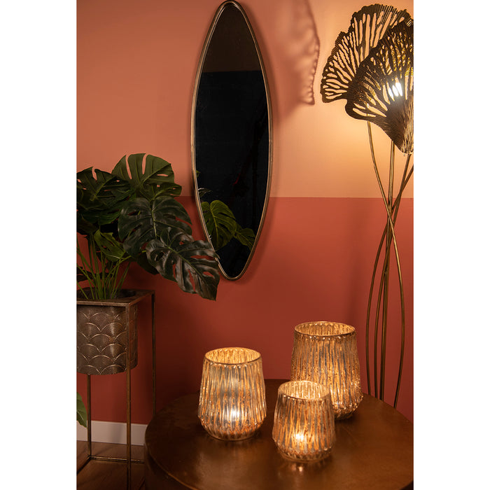 Clayre & Eef Theelichthouder Ø 18x21 cm Goudkleurig Glas