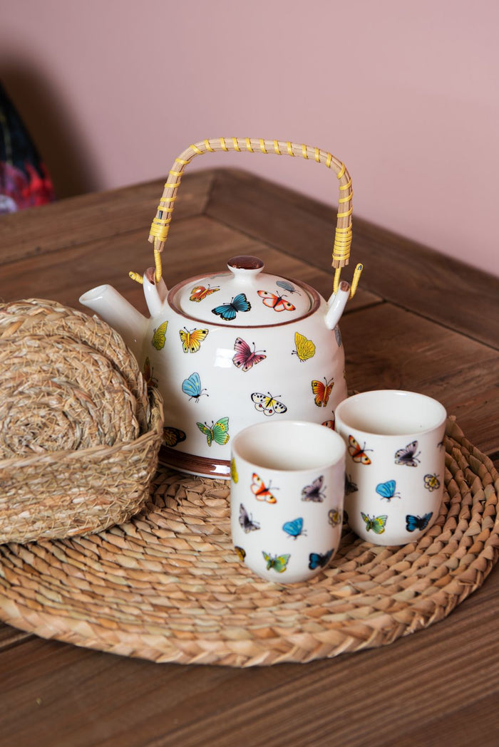 Clayre & Eef Onderzetters voor Glazen Ø 12 cm Bruin Zeegras