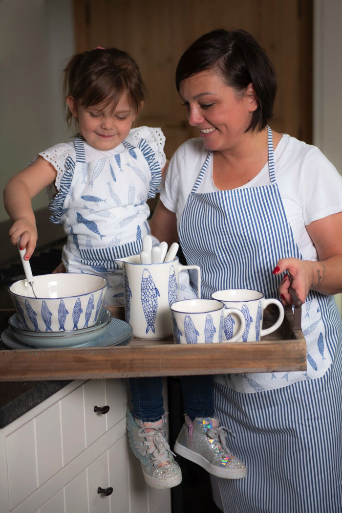 Clayre & Eef Decoratie Kan 1500 ml Beige Keramiek Vissen