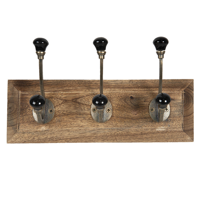 Clayre & Eef Wandkapstok 30x8x10 cm Zwart Hout