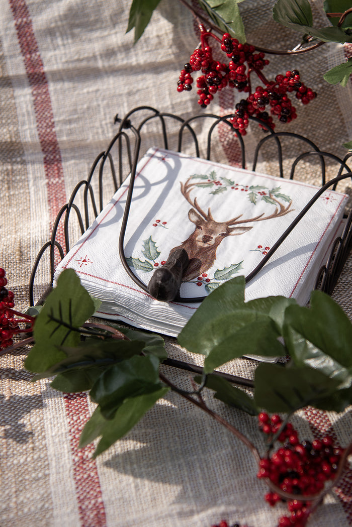 Clayre & Eef Servetten Papier Set van 20 33x33 cm (20) Wit Bruin