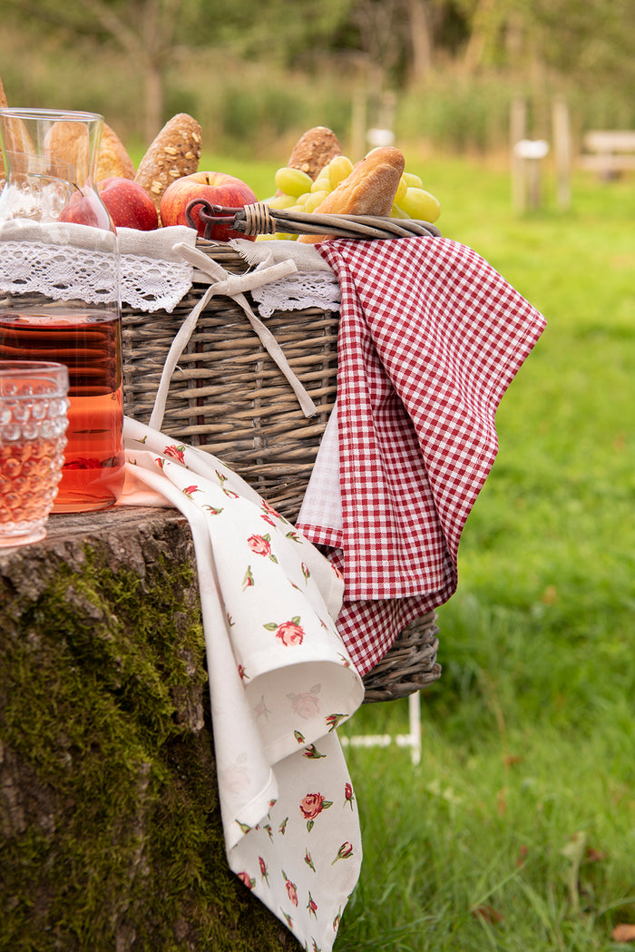 Clayre & Eef Theedoek 50x70 cm Rood Wit Katoen Ruit