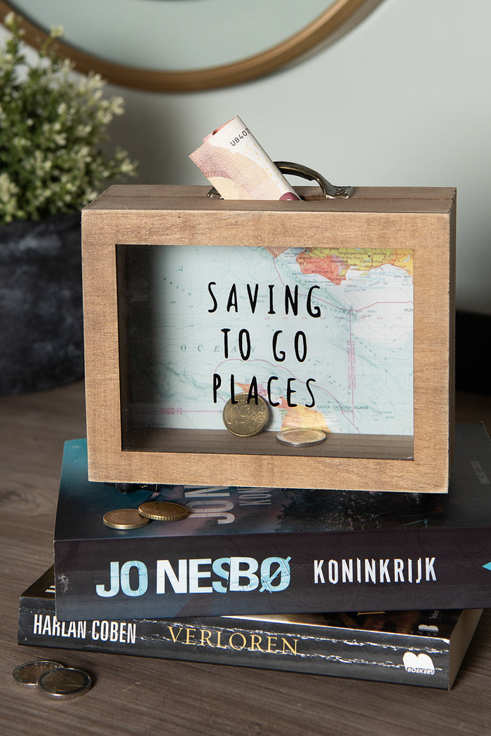 Clayre & Eef Spaarpot 18x7x17 cm Bruin MDF