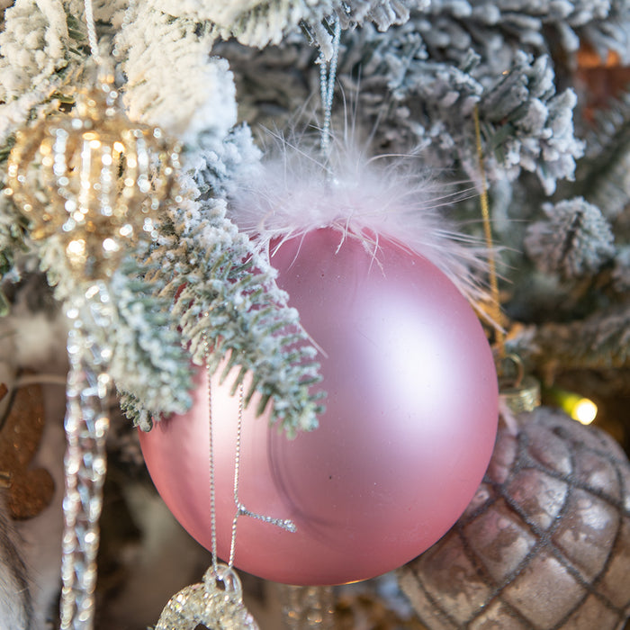 Clayre & Eef Kerstbal Set van 4 Ø 10 cm Roze Glas