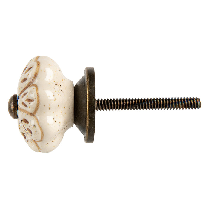 Clayre & Eef Deurknop Ø 4x3 cm Beige Keramiek