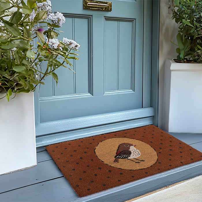 Clayre & Eef Deurmat Vogel 75x45 cm Bruin Kokos
