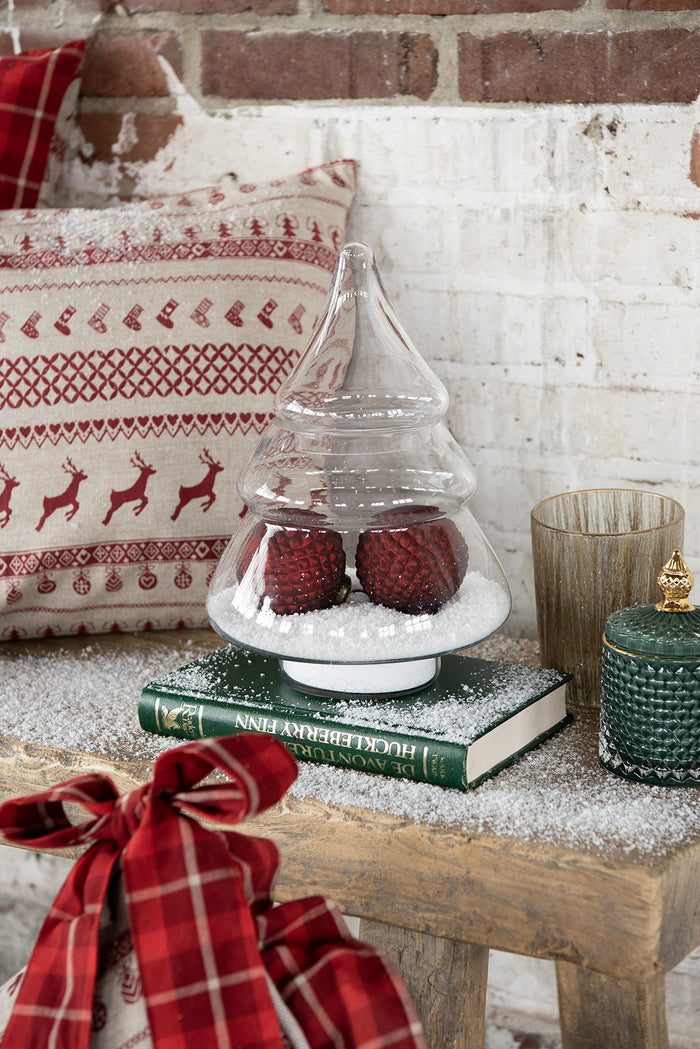 Clayre & Eef Voorraadpot Deksel Kerstboom Ø 13x29 cm Glas