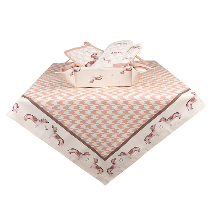 Clayre & Eef Ovenwant 18x30 cm Beige Katoen Teckel