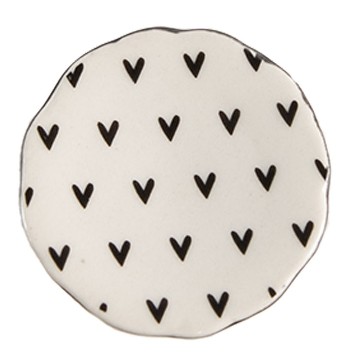 Clayre & Eef Deurknop Set van 4  Ø 4 cm Beige Keramiek Hartjes