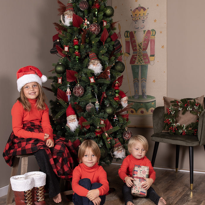 Clayre & Eef Kersthanger Kerstman 10x9x28 cm Wit Kunststof