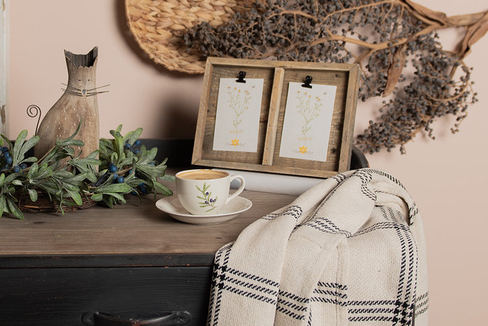 Clayre & Eef Plaid  125x150 cm Beige Zwart Katoen Ruiten Deken