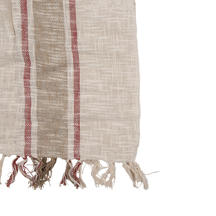 Clayre & Eef Plaid  125x150 cm Beige Bruin Katoen Strepen Deken