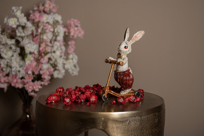 Clayre & Eef Beeld Konijn 25 cm Wit Goudkleurig Polyresin