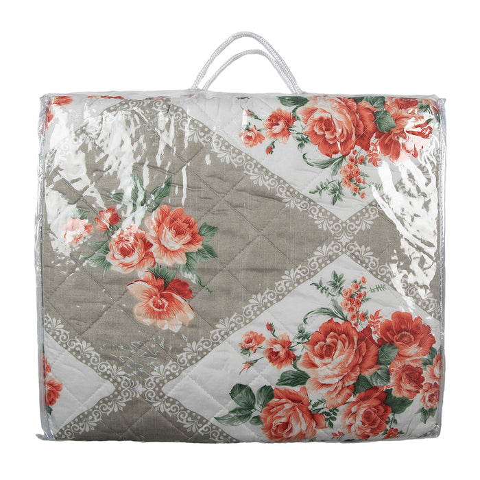 Clayre & Eef Bedsprei 140x220 cm Grijs Roze Katoen Bloemen