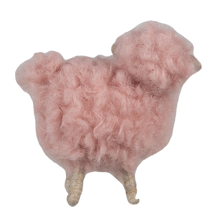 Clayre & Eef Decoratie Beeld Schaap 14 cm Roze Synthetisch