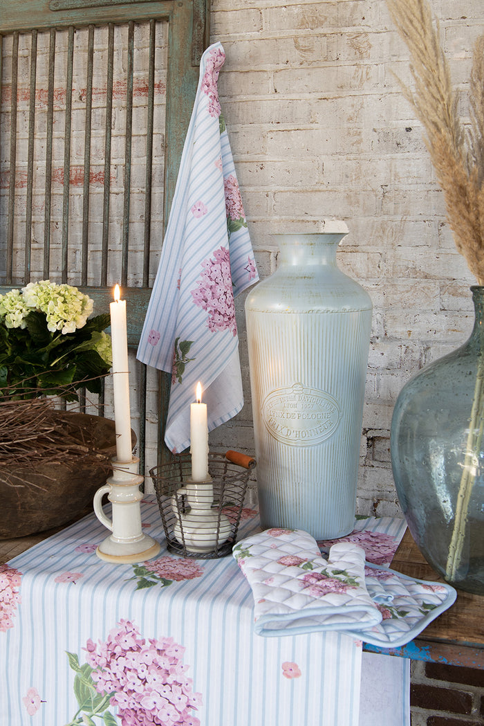 Clayre & Eef Kind Ovenwant 12x21 cm Blauw Roze Katoen Hortensia