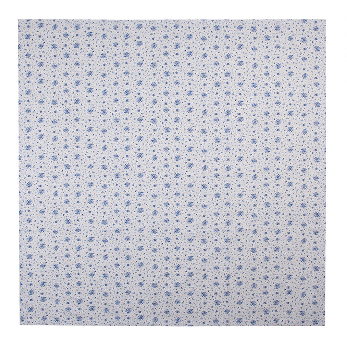 Clayre & Eef Tafelkleed 100x100 cm Wit Blauw Katoen Roosjes