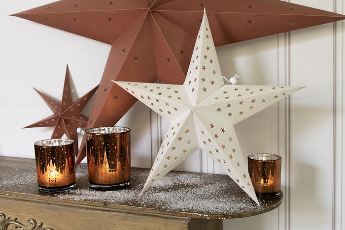 Clayre & Eef Hangende ster 60x22x60 cm Bruin Papier