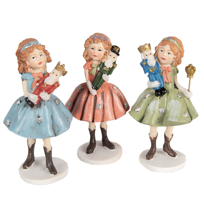 Clayre & Eef Decoratie Beeld Kind 12 cm Blauw Polyresin