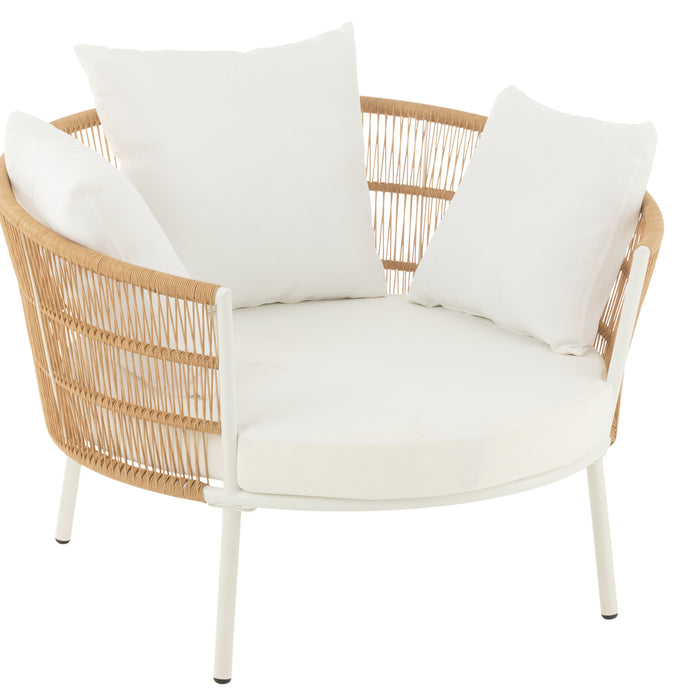 J-Line stoel Joa - metaal|rotan - wit|naturel