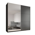 Meubella - Kledingkast Azrael - Grijs - 200 cm - Met spiegel