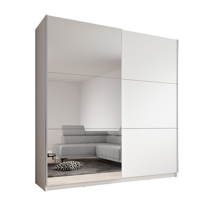 Meubella - Kledingkast Azrael - Wit - 200 cm - Met spiegel
