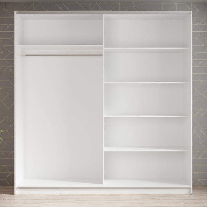 Meubella - Kledingkast Azrael - Wit - 200 cm - Met spiegel