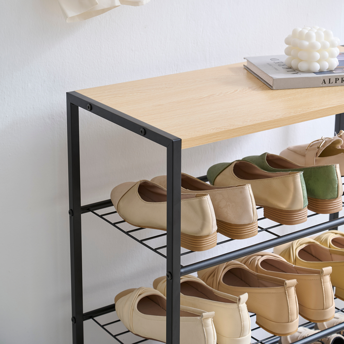 Schoenenrek voor 9 Paar Schoenen met Houten Plank