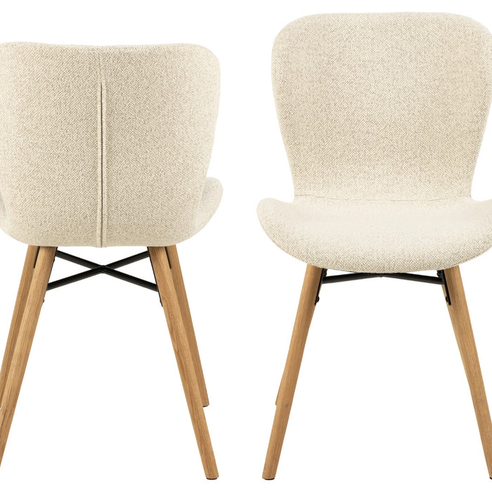 Giga Living - Eetkamerstoel Stof Créme - Zaria - Set van 2