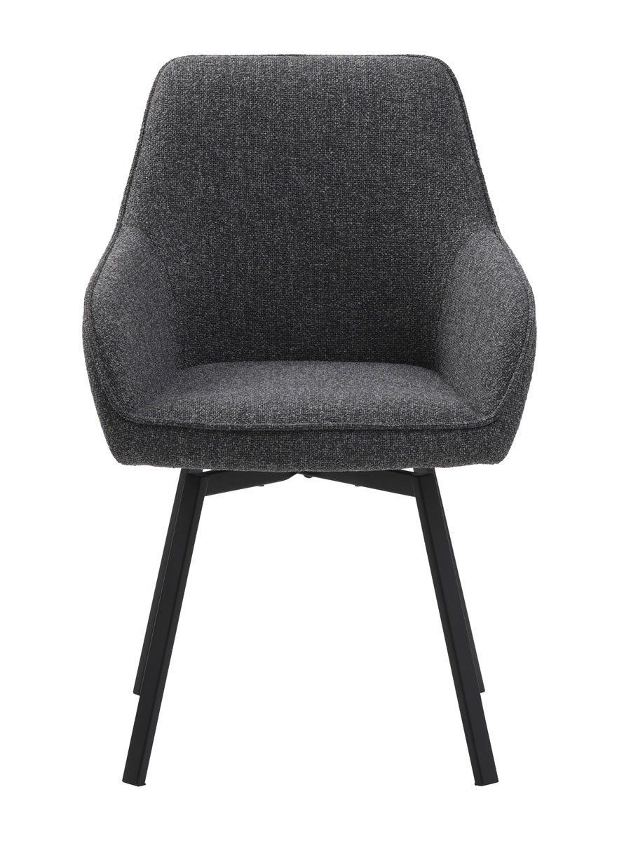 Giga Living - Eetkamerstoel Donkergrijs Draaibaar - Alma - Set van 2