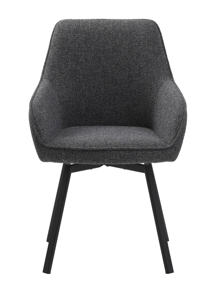 Giga Living - Eetkamerstoel Donkergrijs Draaibaar - Alma - Set van 2