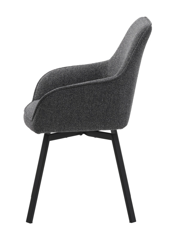 Giga Living - Eetkamerstoel Donkergrijs Draaibaar - Alma - Set van 2