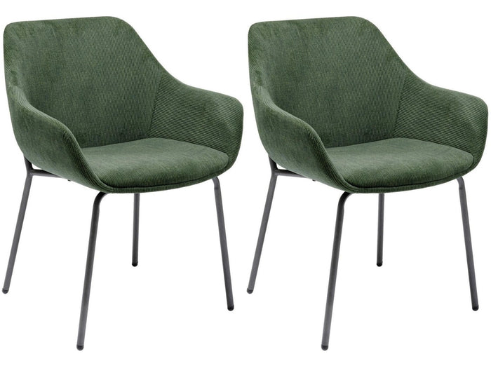 Kare Design Avignon Stoel - Set Van 2 - Groene Ribstof