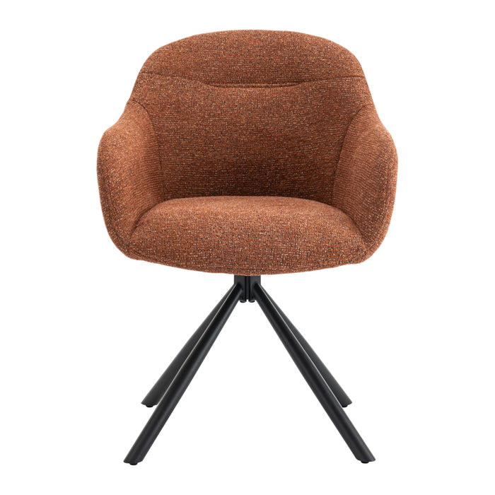 by fonQ Hush Eetkamerstoel - Chenille - Roest / Zwart
