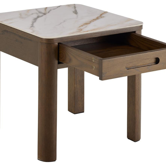 Giga Living - Bijzettafel Beige Keramiek - 45x45x45cm - Wilven