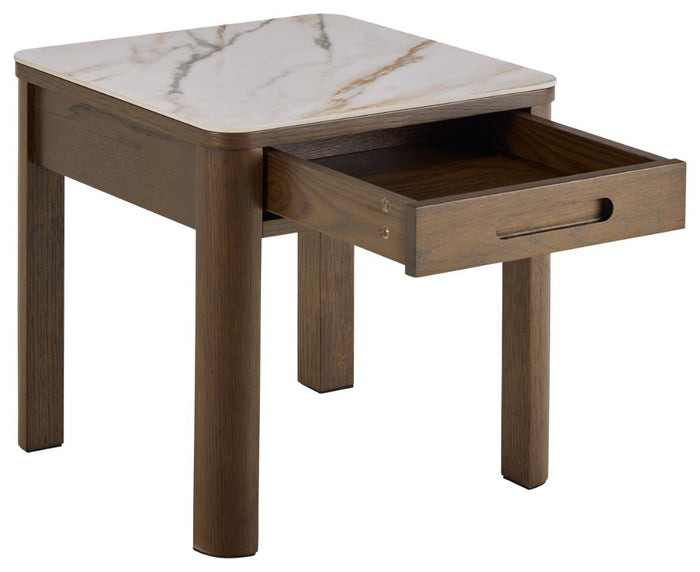 Giga Living - Bijzettafel Beige Keramiek - 45x45x45cm - Wilven