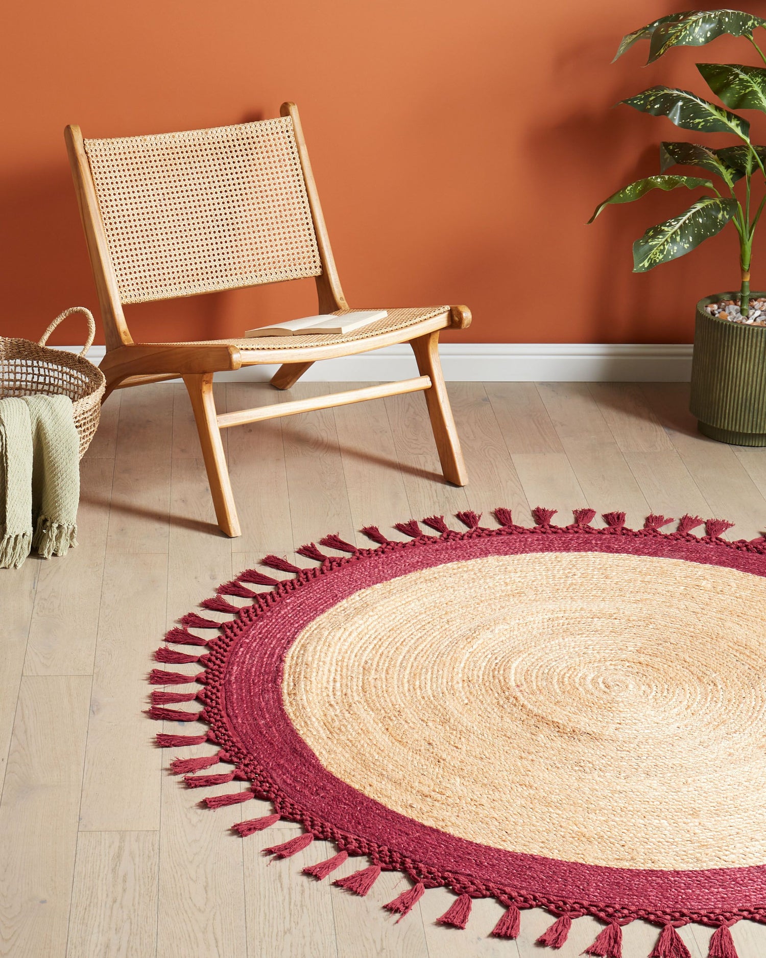 Beliani - MARTS - Vloerkleed - Donkerrood - 140 cm - Jute