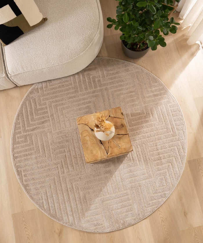 Nordic Weavers Rond vloerkleed Scandinavisch - Contour Gem beige - 100