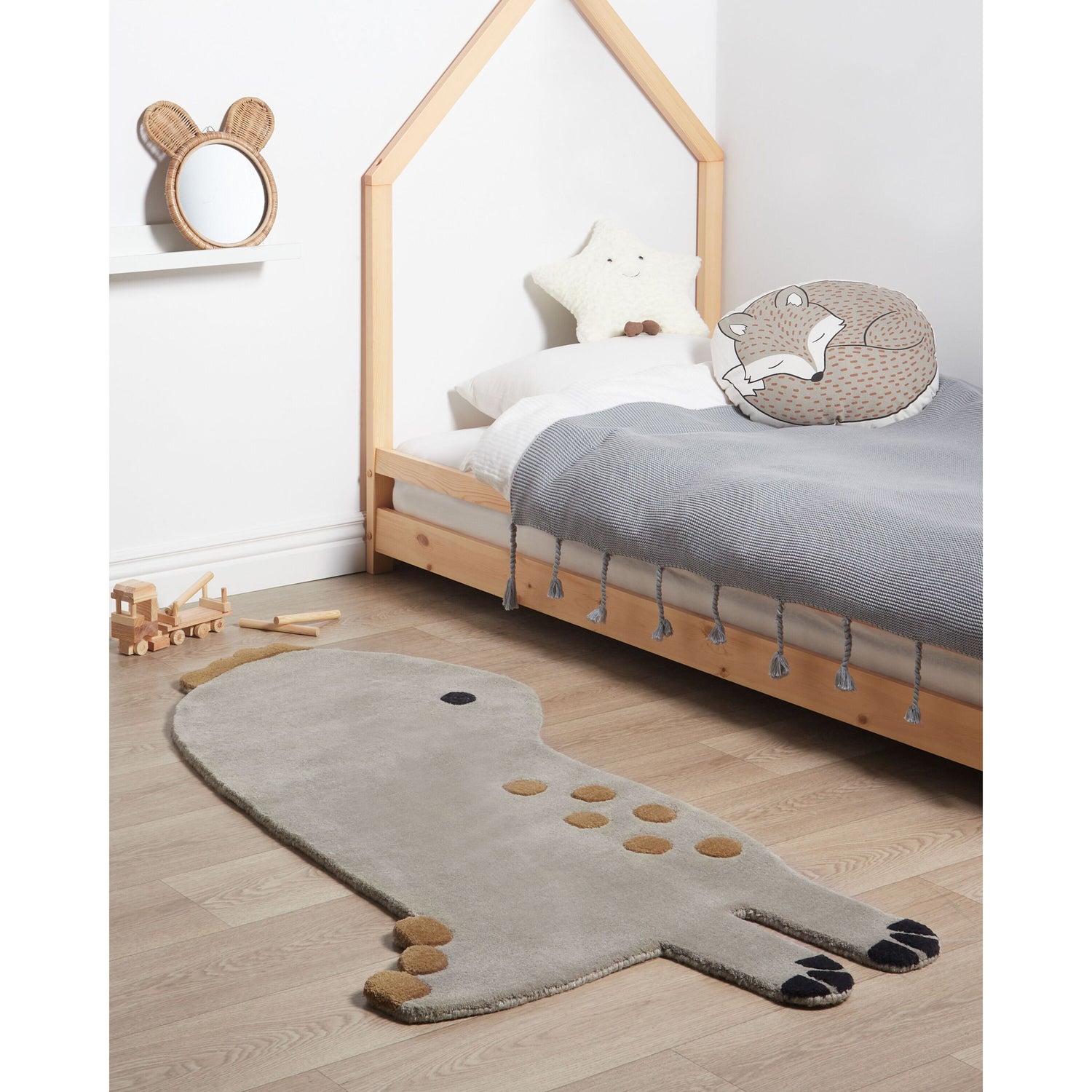 Beliani - DINO - Vloerkleed - Grijs - 100 x 160 cm - Wol