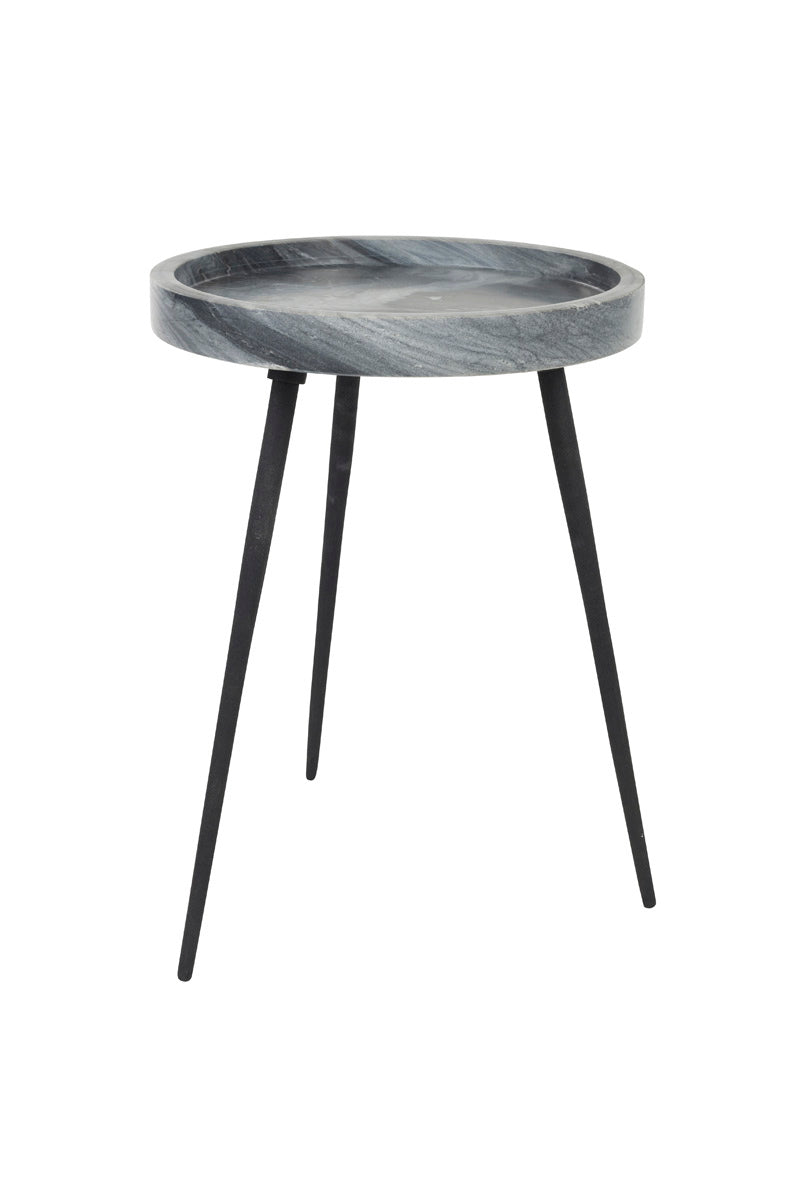 Giga Meubel - Bijzettafel Grijs Marmer - 33x33x45cm - Karrara