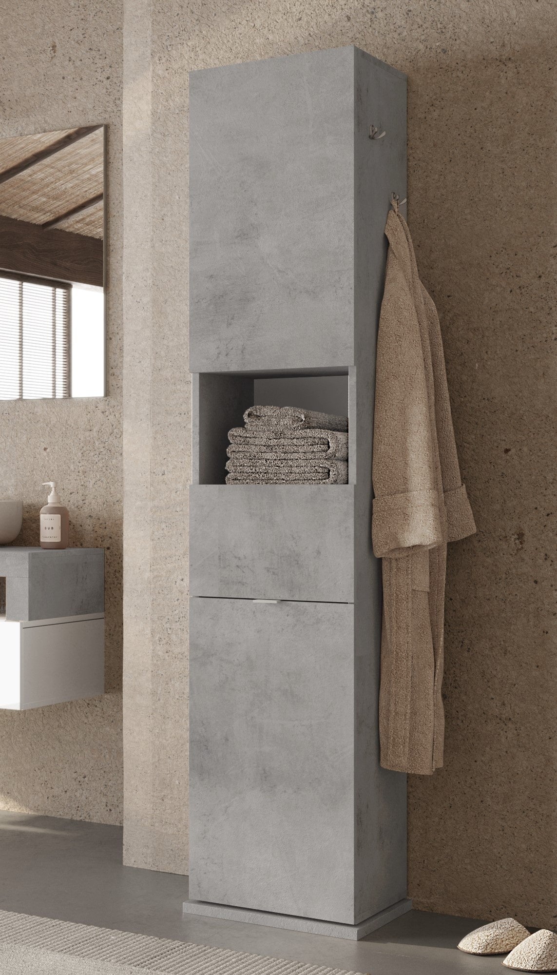 Benvenuto Design Hamburg Hoge Badkamerkast Draaibaar Beton