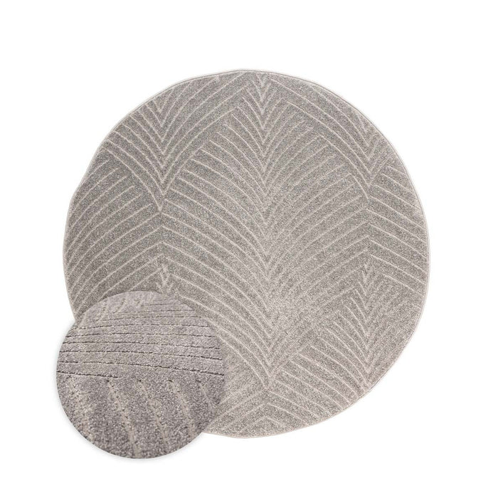 Nordic Weavers Rond vloerkleed Scandinavisch - Contour Leaf grijs -